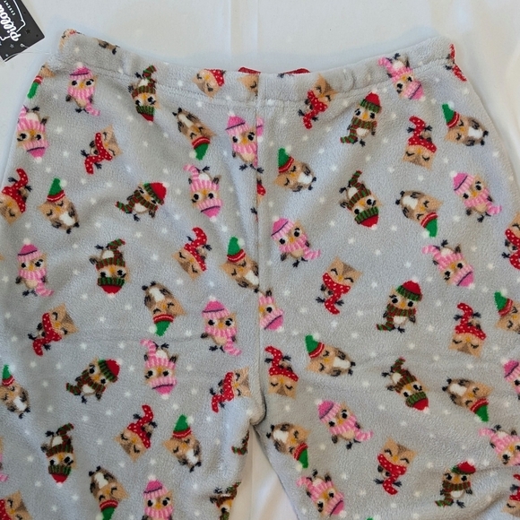 Pillow Talk Lounge Pants Fleece Winter Snow Owl Print Light Grey Multi XL NWT - Picture 5 of 11